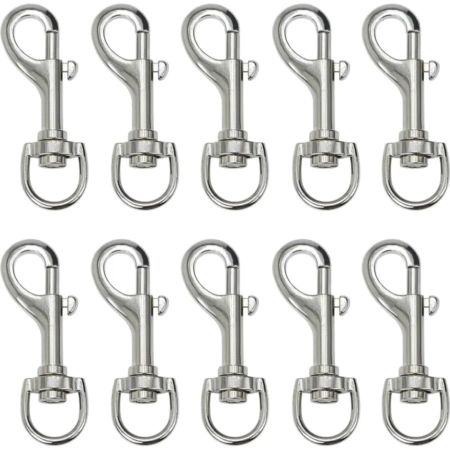 10Pcs Swivel Snap Hooks 2-3/4" 360° Rotation Swivel Clips with Spring Snap, 316 Stainless Steel Dog Leash Clip for Seat Belt Hooks, Pet Hooks