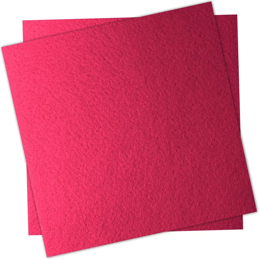 12" x 12" Felt Fabric Sheets for Crafts, Squares Felt Paper (Rose Red)