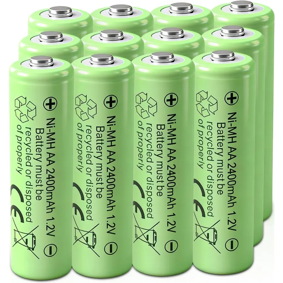 【12pack】 AA 1.2v Ni-MH Rechargeable Batteries, AA 2400mAh 1.2V Solar Batteries, Double A Pre-Charged Batterie for Outdoor Solar Lights, Pathway Lights