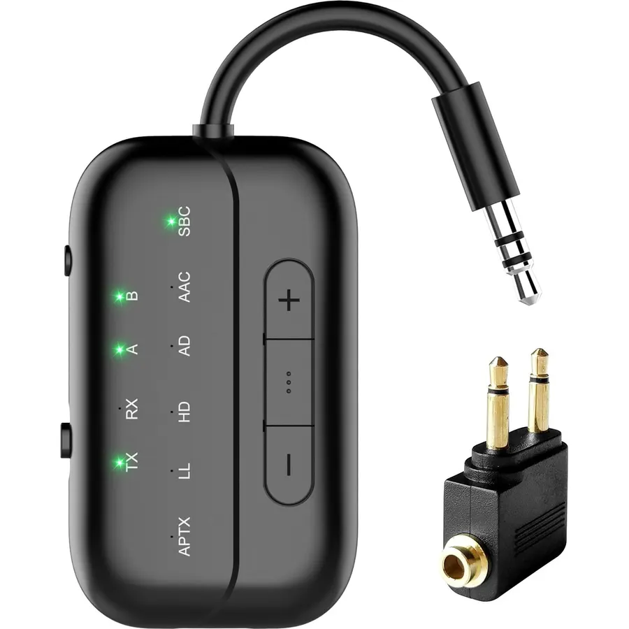 2-in-1 Bluetooth Transmitter Receiver, Bluetooth Adapter for Airplane and TV