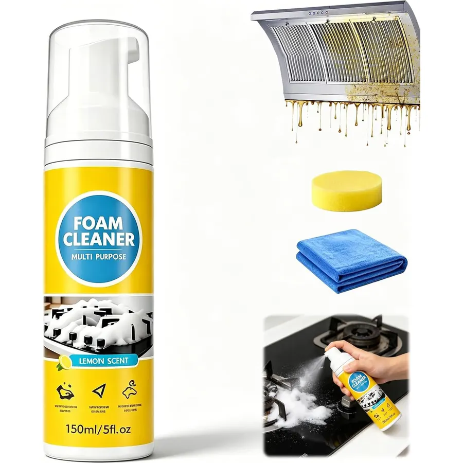 2026 New All-Purpose Deep Cleaning Spray,4-in-1 Multi-Enzyme Foam Cleaner, Powerful No-Rinse Foam Cleaner for Car Interior Kitchen Grease Bathroom Tiles (1)