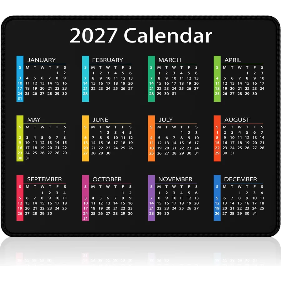 2027 Calendar Mouse Pad Non-Slip Small Mousepad for Desk Colorful