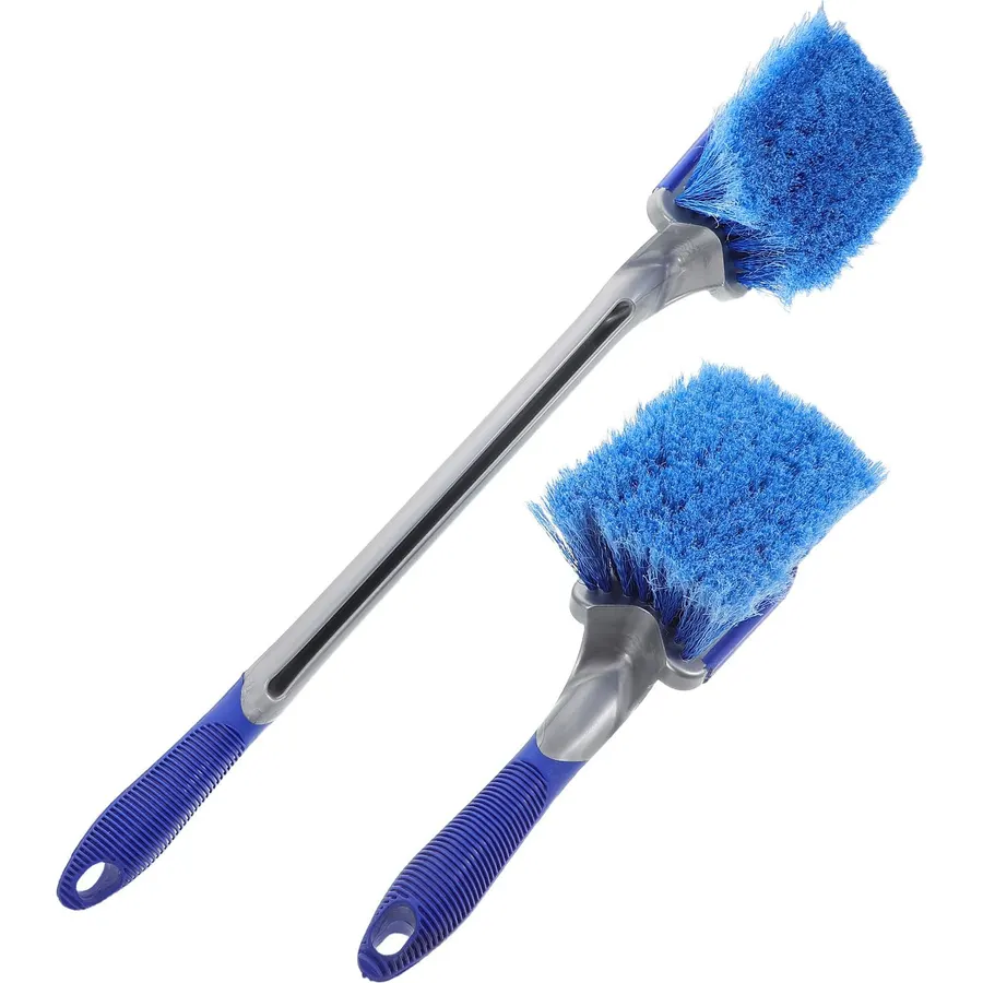 2pcs Car Wheel Brush with Ergonomic Long Handle, Soft Bristles