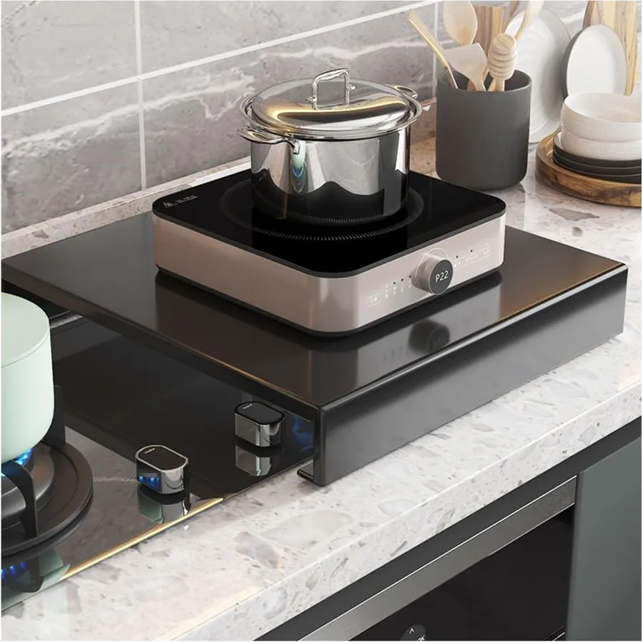 4-Burner Gas Stove Cover - Foldable L-Shaped Protector with Handle, No Installation Required, Fits 40x48x7cm Stoves - Essential Kitchen Safety & Space Saver