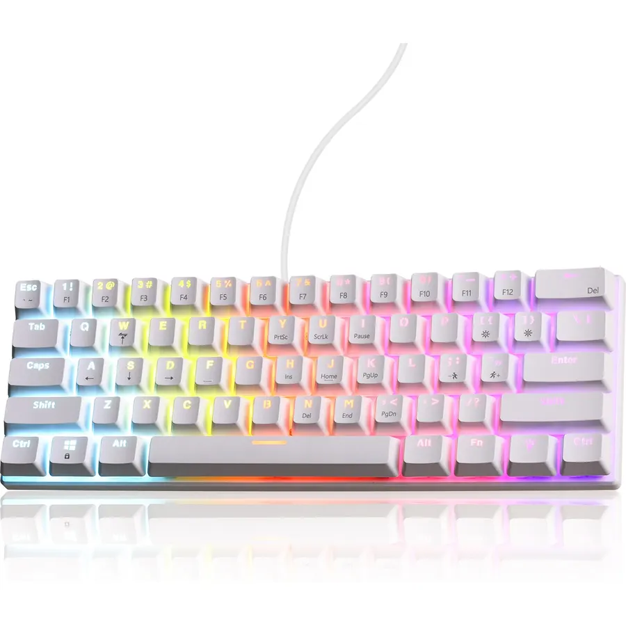 60% Wired Mechanical Gaming Keyboard RGB Backlit Anti-Ghosting Compact 61-Keys Mini Keyboard with Red Switch | for Windows Laptop PC Gamer Office Typist