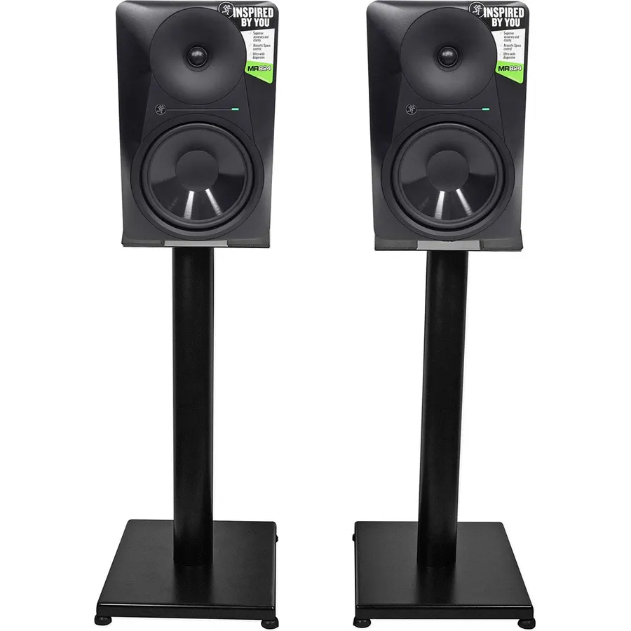 Audiosavings Bundle: (2) Mackie MR824 8 85 Watt Powered Active Studio Monitor Class A/B Bi-Amped Speaker Bundle with (1) Pair Rockville RS21B 21 inch Steel Bookshelf Speaker (Items 4)