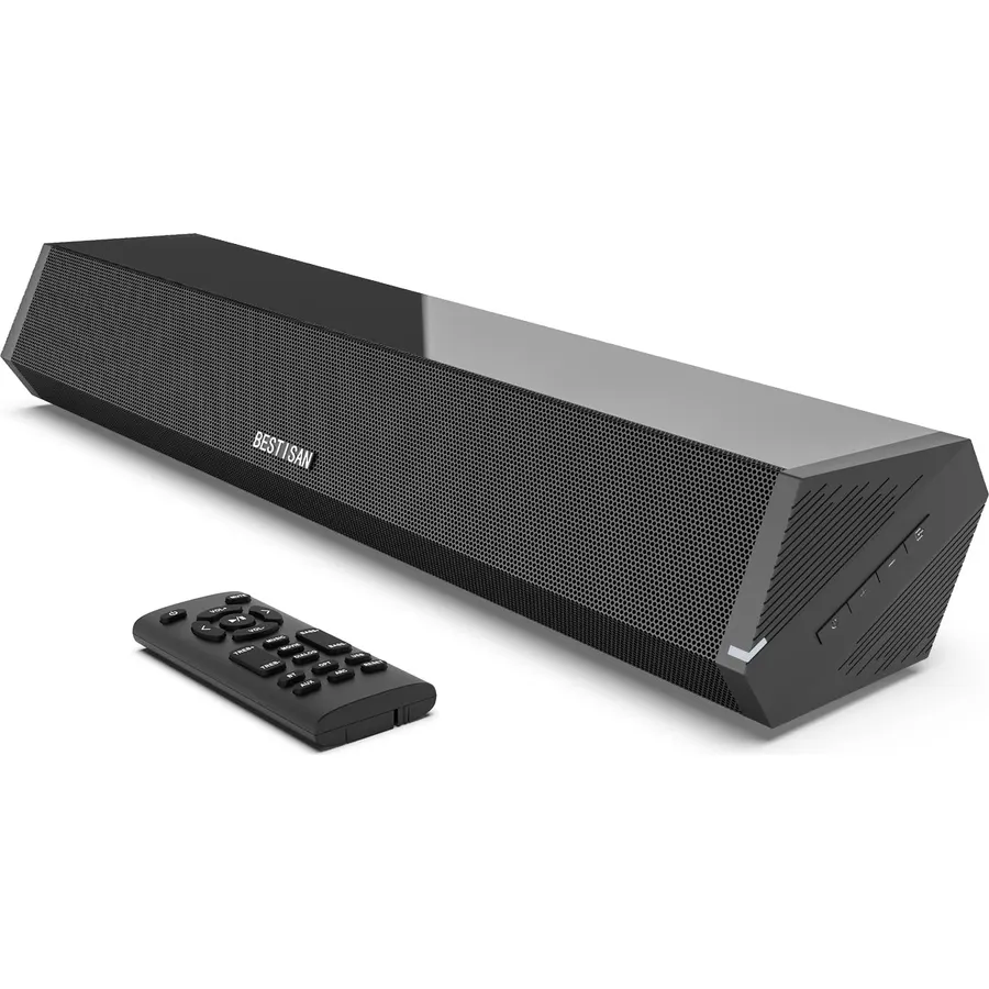Bestisan Sound Bars for TV, 16 inch 50W Small Soundbar for TV, Sound Bar with Depths Sound Enhanced DSP Bass+ 3EQ, Surround Sound Speakers for TV Works with HDMI ARC CEC, Optical, BT, PC