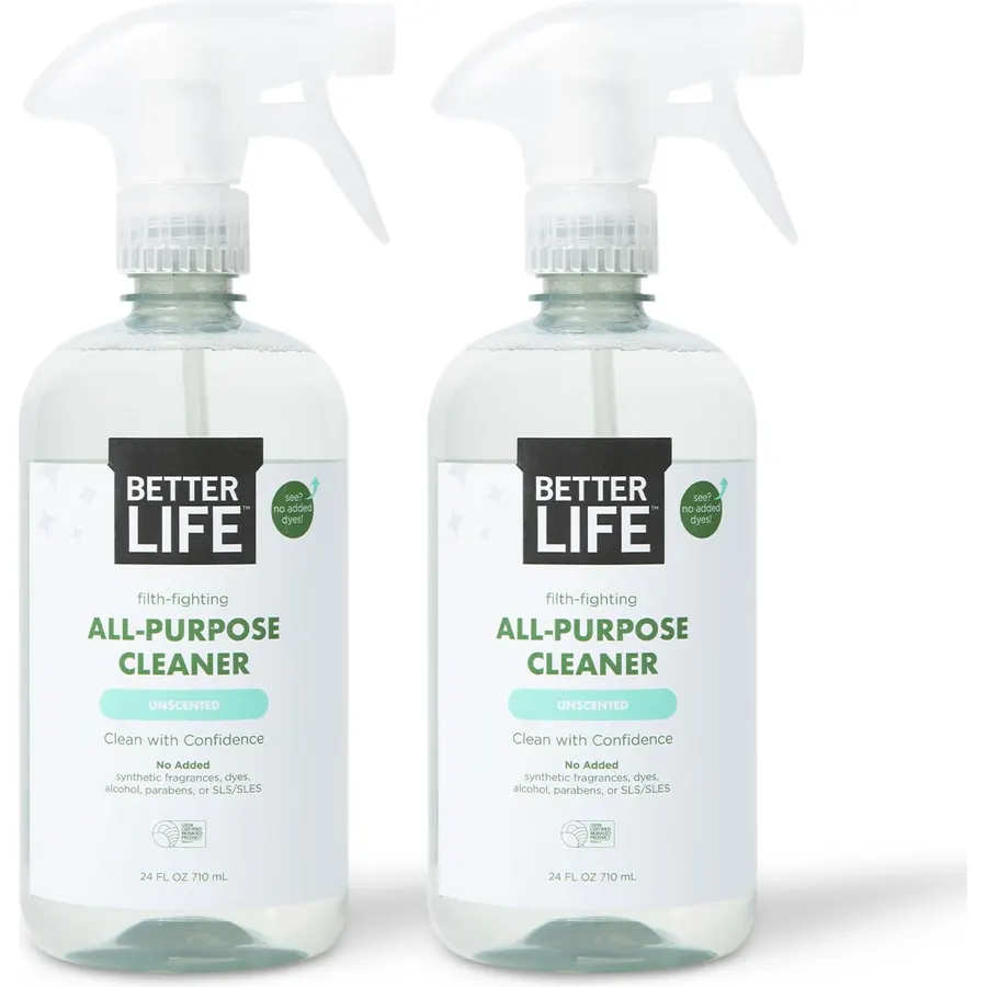 Better Life All Purpose Cleaner - Multipurpose Home and Kitchen Cleaning Spray for Glass, Countertops, Appliances, Upholstery & More - Multi-surface Spray Cleaner - 24oz (Pack of 2) Unscented