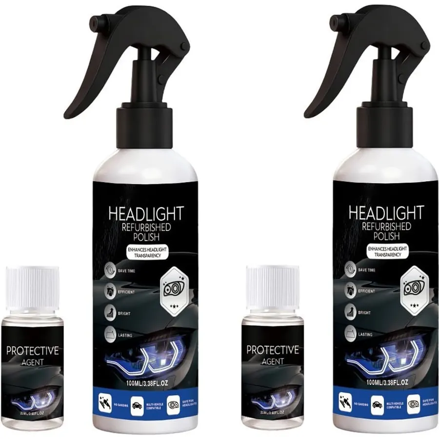 Car Headlight Restoration Kit, with Long-Lasting Hydrophobic Coating, 2 pc