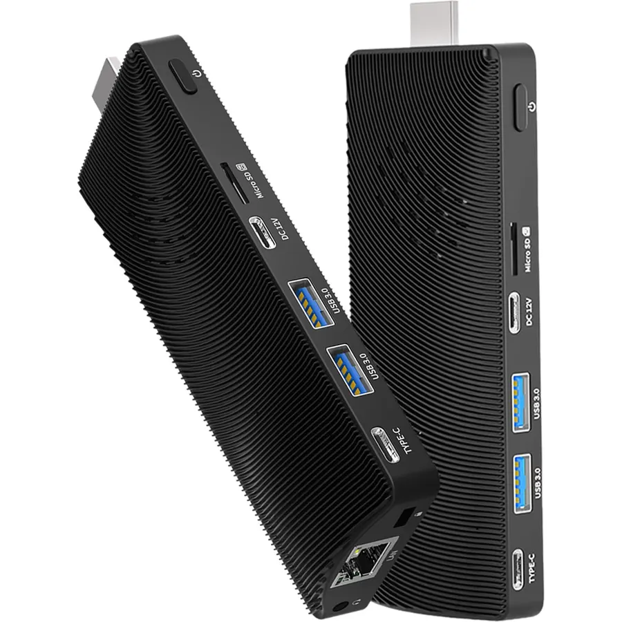 Fanless Mini PC Stick Win 11 Pro, Celeron J4105 8GB RAM 128GB eMMC Desktop Computer Stick, Support 4K HDMI, RJ45 Gigabit Ethernet, WiFi 5 for Industry IoT Media Business Office Digital Signage