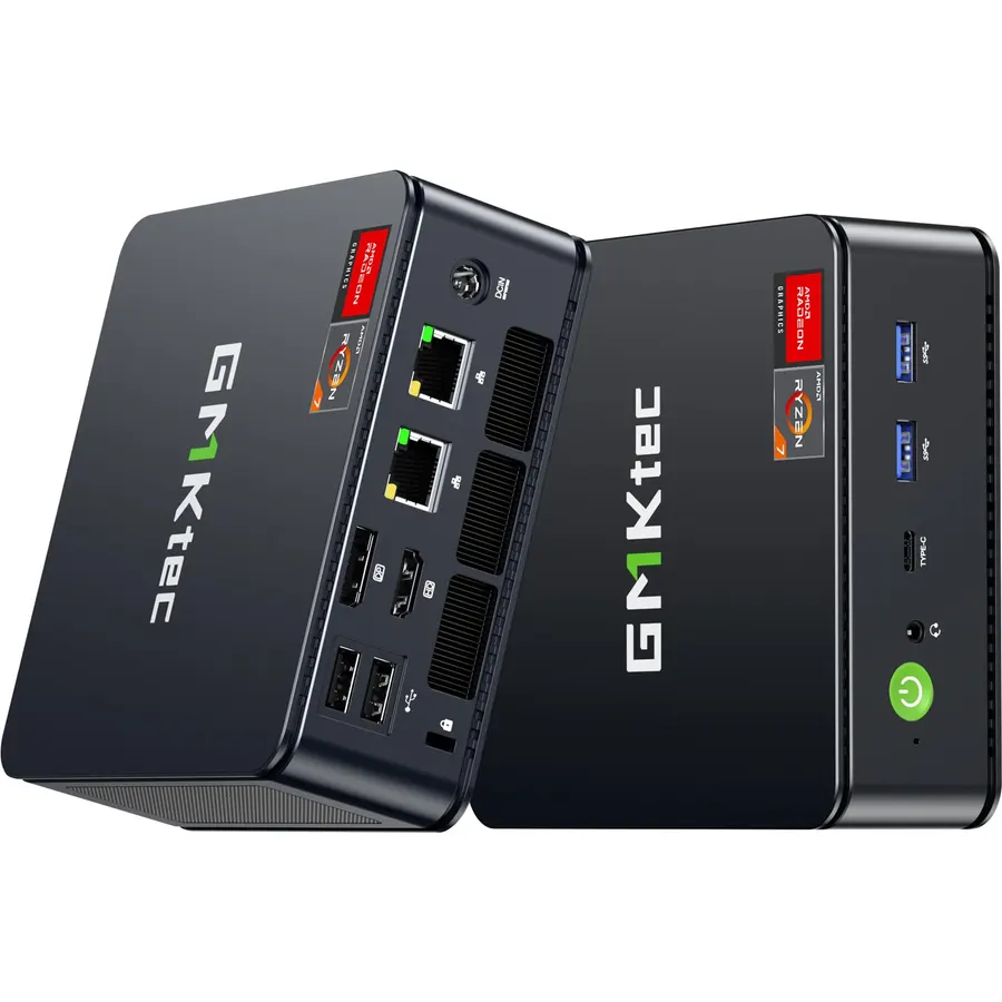 GMKtec Gaming PC Mini Computer, M7 Ultra Ryzen 7 PRO 6850U 32GB DDR5 RAM + 512GB Hard Drive PCle SSD Oculink Dual NIC LAN 2.5G Desktop, Dual USB4, HDMI 2.1, USB-C