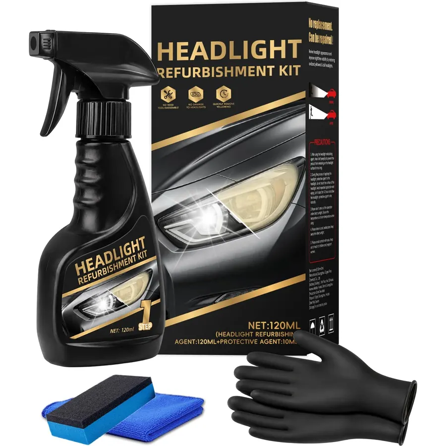 Headlight Restoration Kit,Headlight Cleaner for All Vehicle Types (4.23 oz)