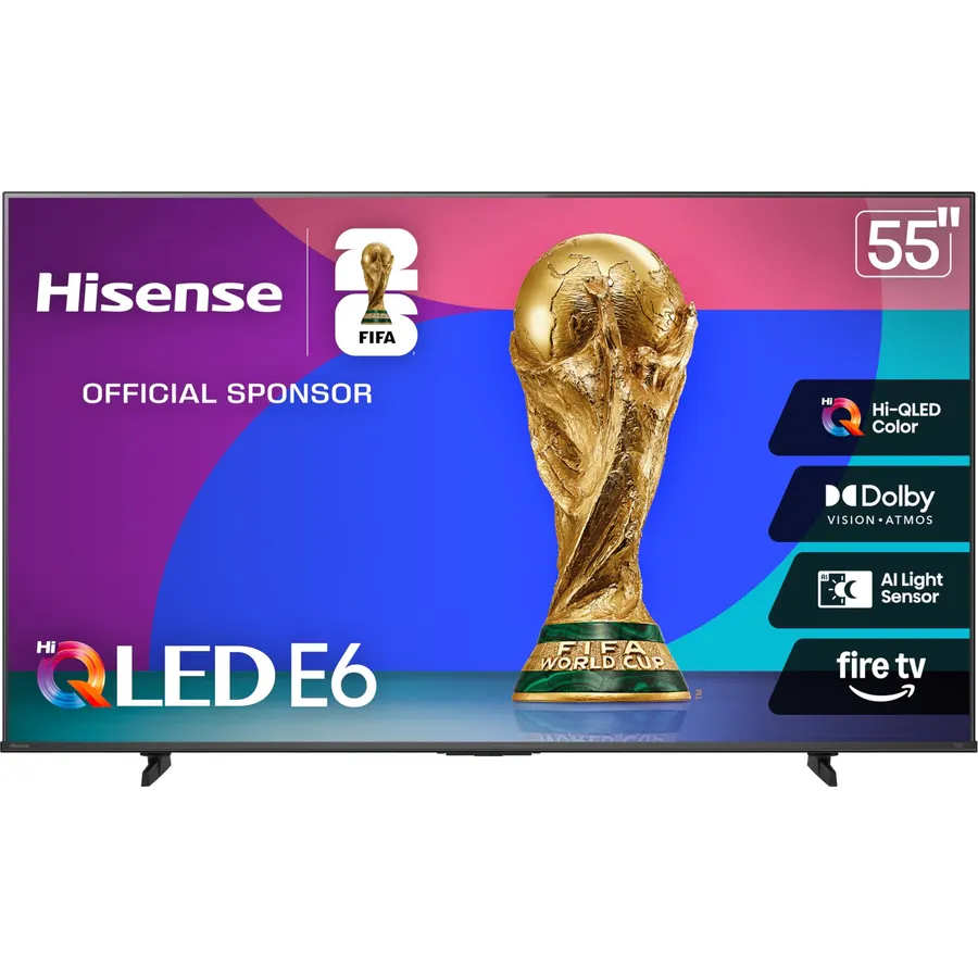 Hisense 55 E6 Cinema Series Hi-QLED 4K UHD Smart Fire TV (55E6QF) - AI Light Sensor, Dolby Vision Atmos, Voice Remote with Alexa, Motion Rate 120, HDR 10+ Adaptive, Game Mode Plus