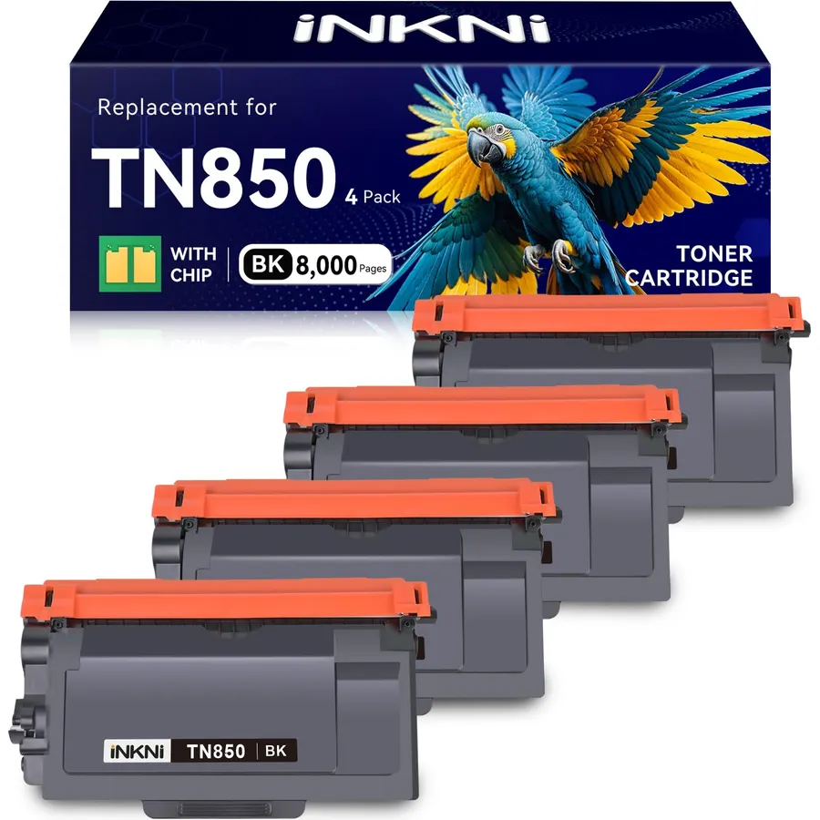 InkNI Compatible TN850 TN820 Toner Cartridge for Brother, Black, 4-Pack