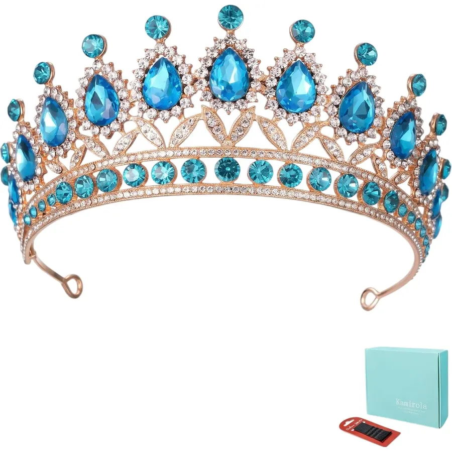 Kamirola Tiaras Princess Crown for Women Crystal Headbands for Bridal, Princess for Wedding and Party(TR21)