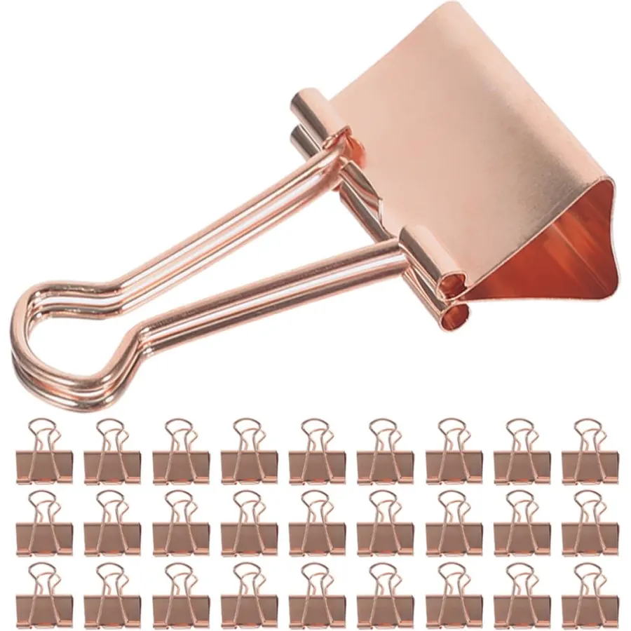 Metal Binder Clips 19mm 100pcs Rose Gold for Papers and Journaling