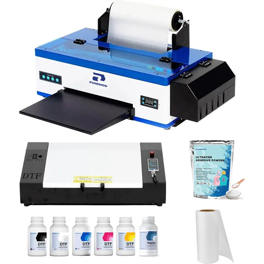 PUNEHOD A3 R1390 DTF Printer Start Kits, DTF Oven, Software, DTF Supplys, 13" T-Shirt Transfer Machine for Clothes Design, Commercial Custom Printing