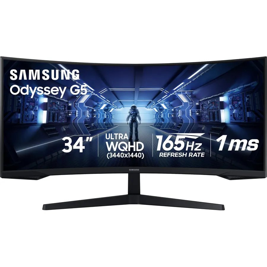 SAMSUNG 34-inch Odyssey G5 Ultra-Wide Gaming Monitor, 1000R Curved, 165Hz, 1ms, FreeSync Premium, WQHD