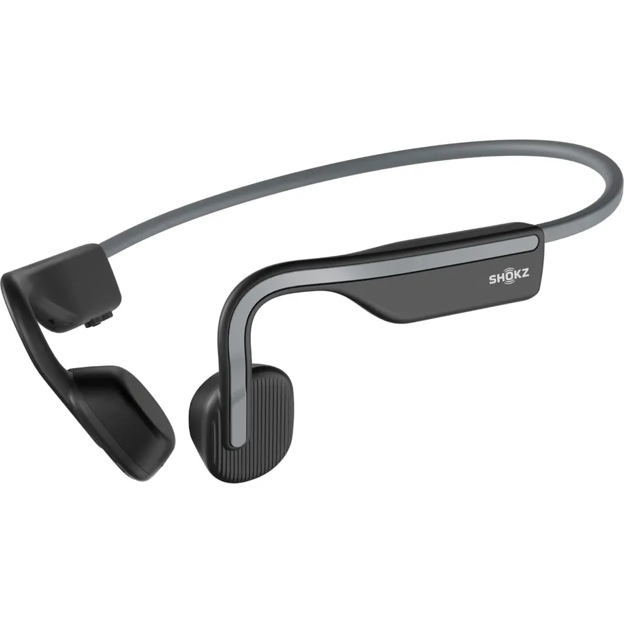 SHOKZ OpenMove - Open-Ear Bluetooth Sport Headphones - Bone Conduction Wireless Earphones - Sweatproof for Running and Workouts, with Sticker Pack (Grey)